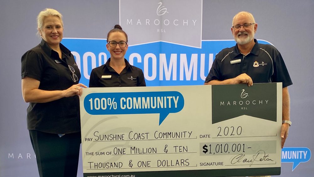 Maroochy RSL CEO Clare Paton, Kathryn Rawlinson and President Michael Liddelow